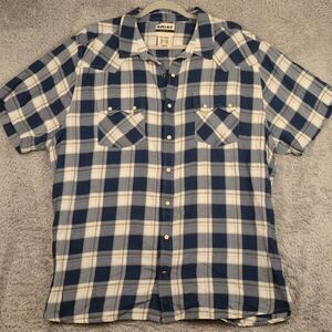 Ariat Retro Fit Pearl Snap Button Up Mens XXL Plaid Bias Cut Flap Patch Pocket